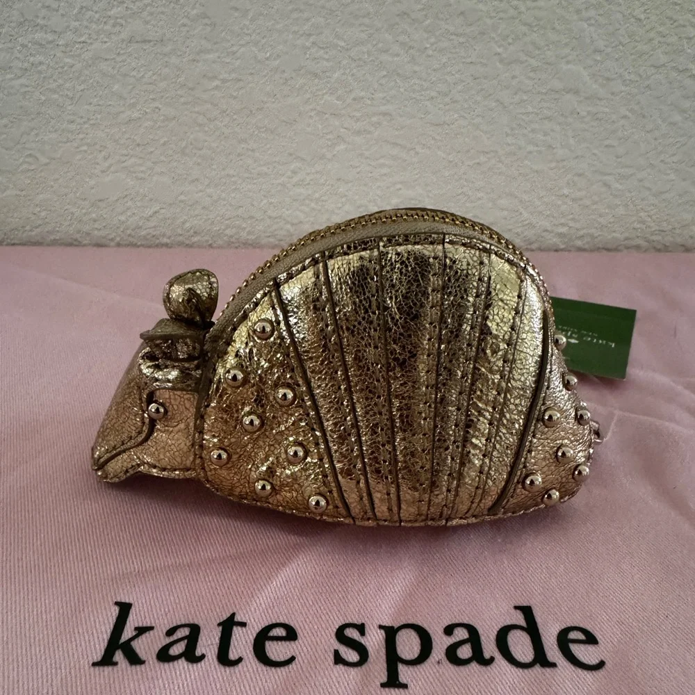 Kate Spade Gold Cosmetic Bag Seashell Design - Picture 2 of 5